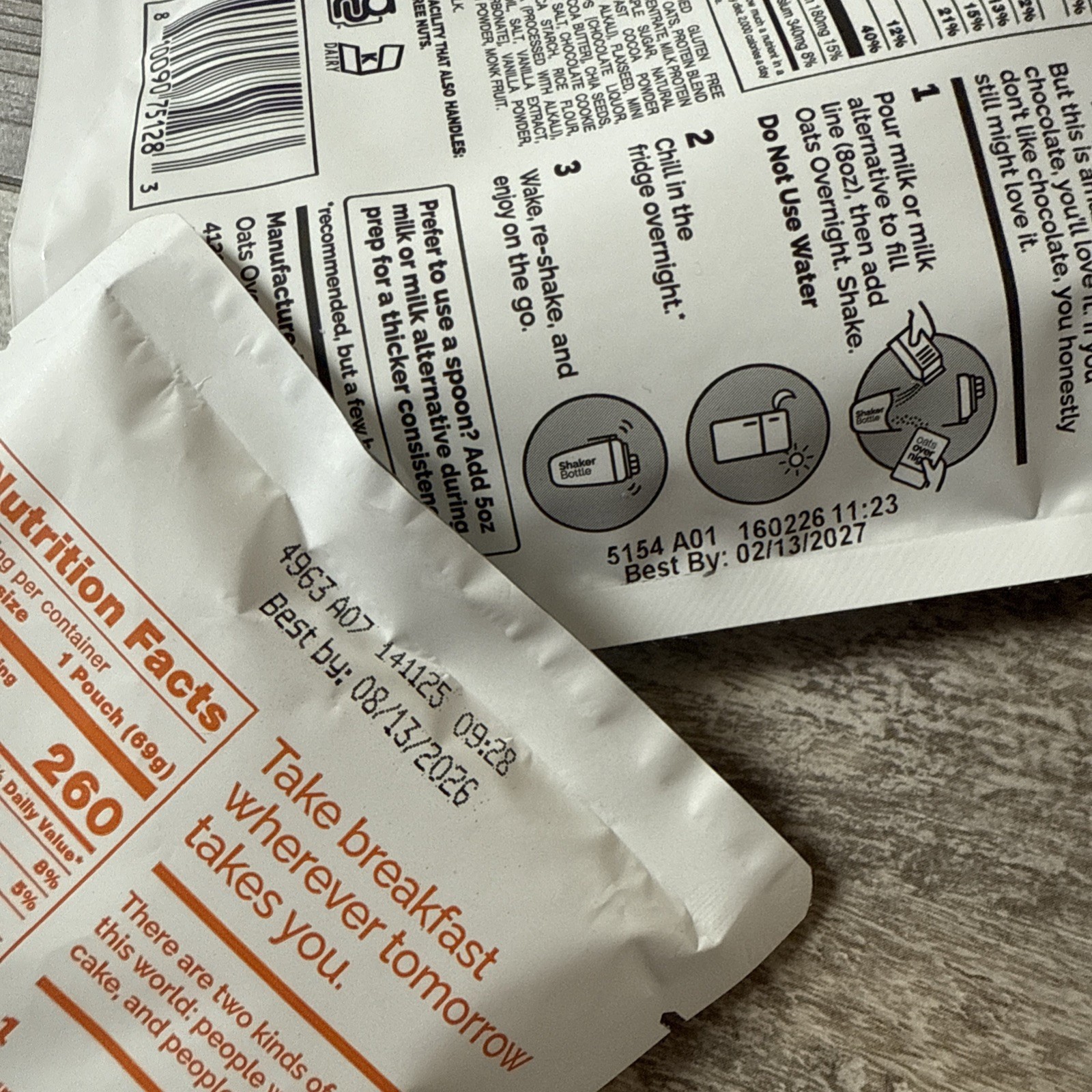 Oats Overnight Chocolate Satin Pie Carrot Cake 20g Protein (LOT OF 2)