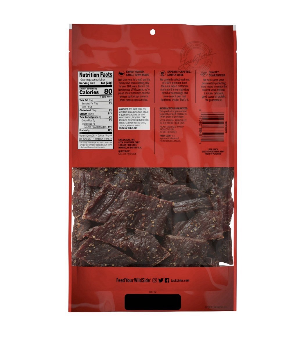 5x Jack Link’s Beef Jerky Peppered Flavor – Family Size 10oz XL Bag (LOT OF 5)