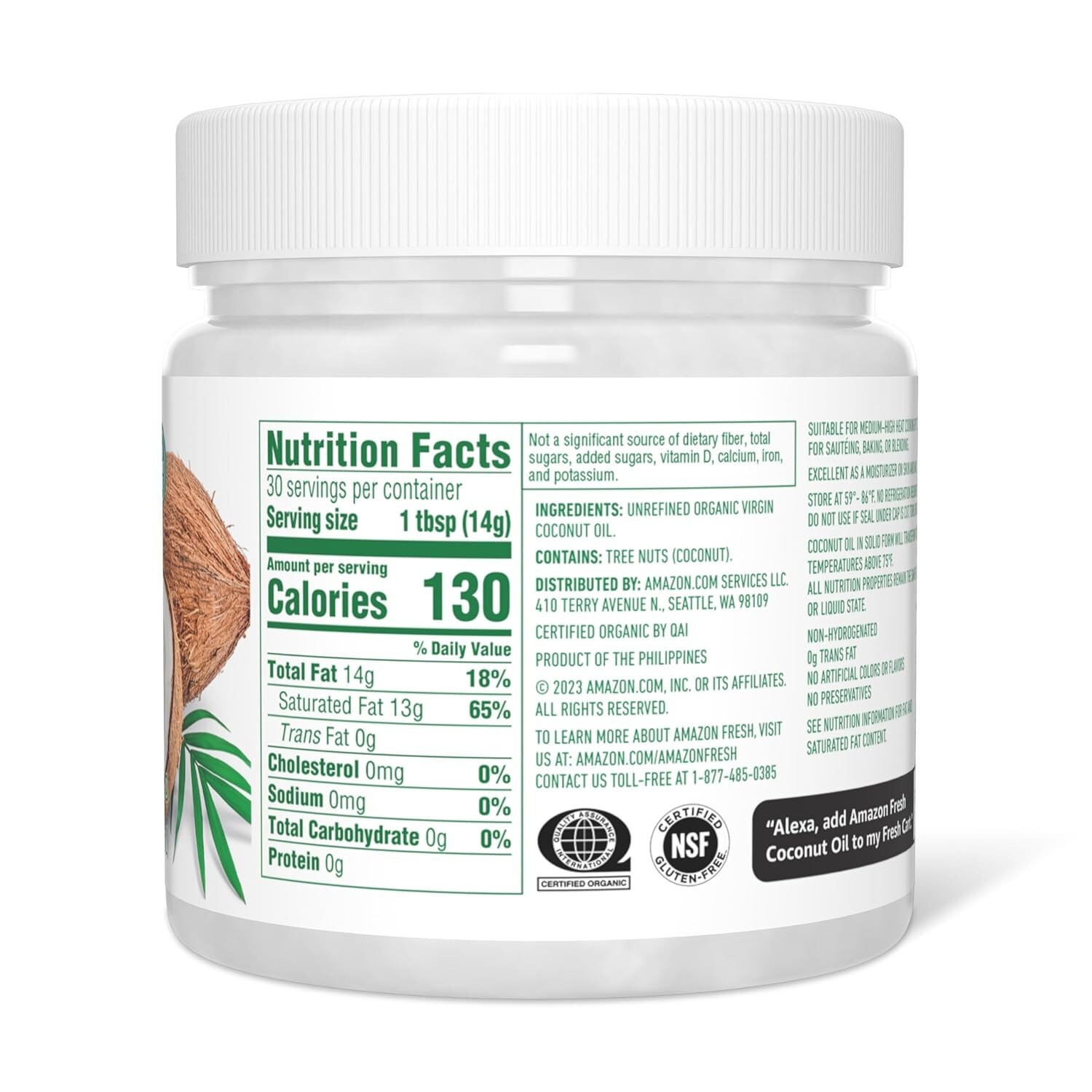 Aceite De Coco Natural Extra Virgen Comestible Para La Piel El Cabello Organico