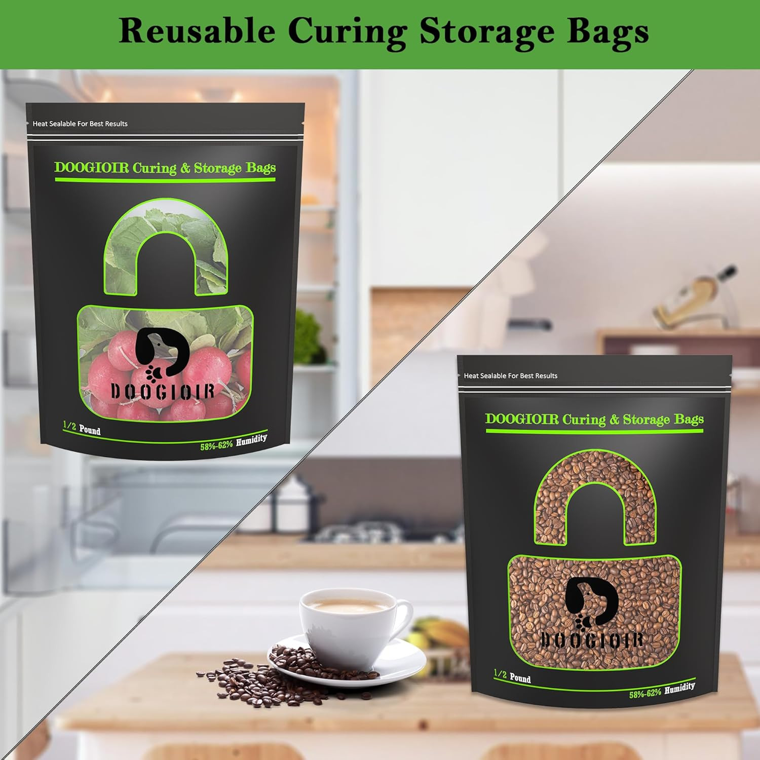 1/2 LB Curing & Storage Bags, Curing Bags for Food Storage, Double-Tracked Zip C