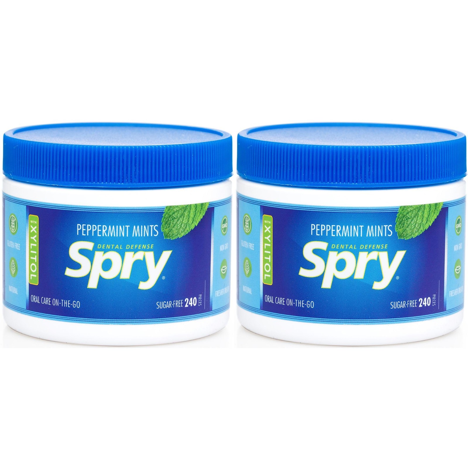 Spry Xylitol Breath Mints Sugar Free, Peppermint, 240 240 Count (Pack of 2)