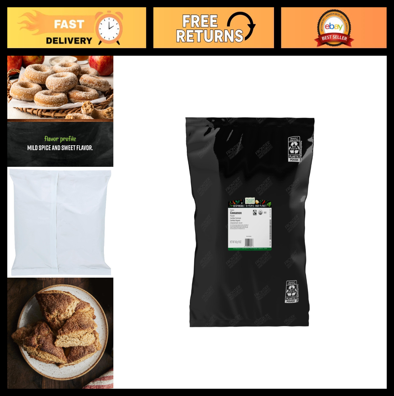 Organic Ceylon Cinnamon Ground – Fairtrade Certified, 16 Oz Bulk Bag for Baking