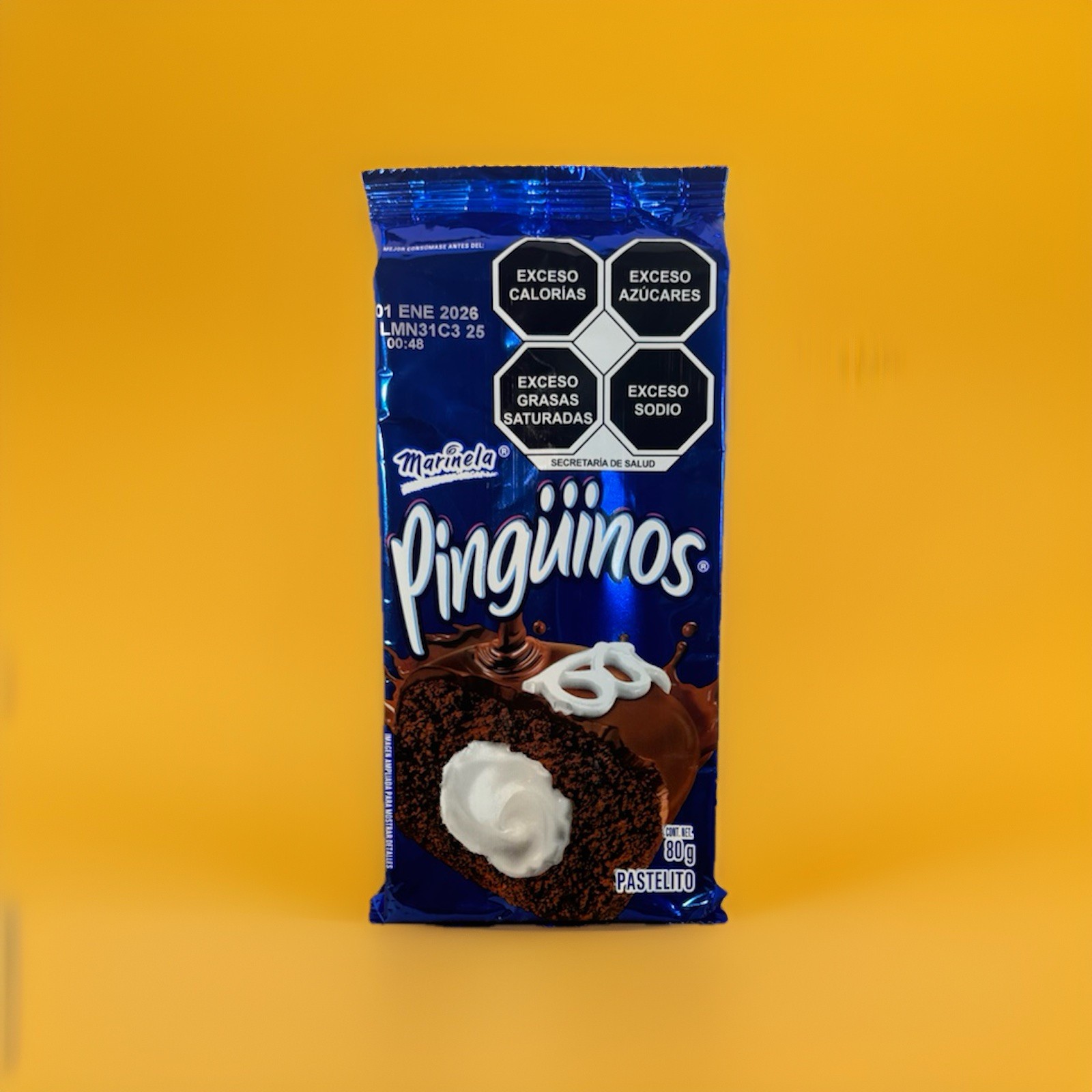 6-Pack Pingüinos Marinela Net. Cont.(80g) Chocolate Creme Filled Cup Cakes Shape