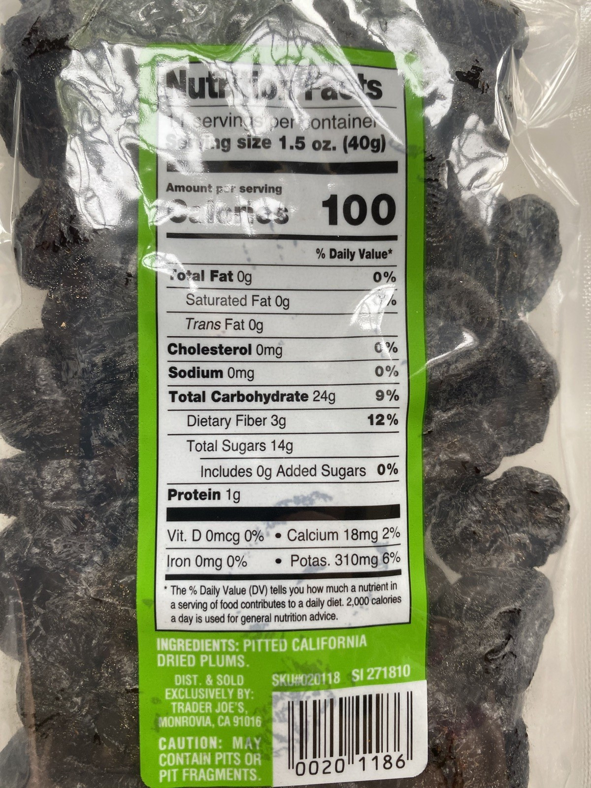 2 Packs Trader Joe’s Dried Fruit Pitted Prunes 16 oz Each Pack Total 2 lbs