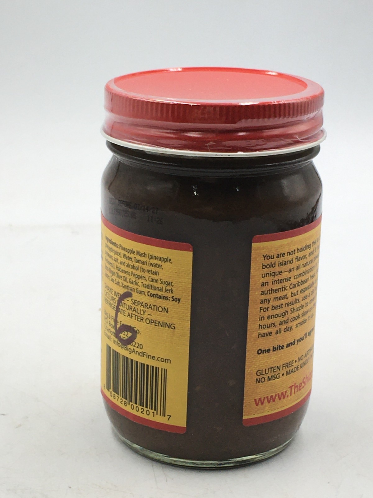 1 12 OZ GLASS JAR THE SHIZZLE VOODOO HOT JERK MARINADE SAUCE 7/14/27