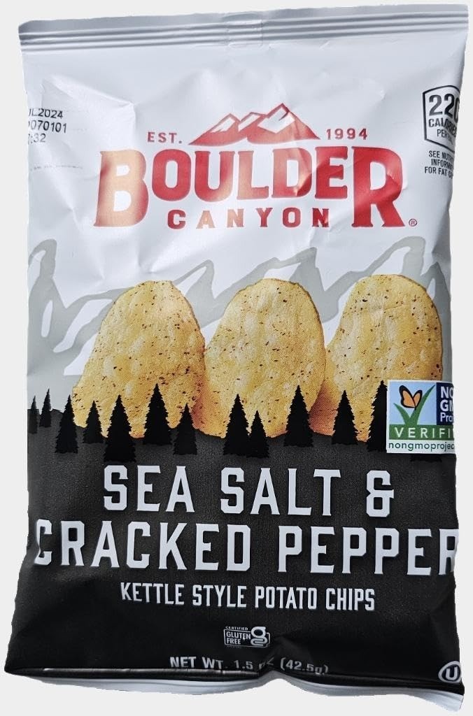 Boulder Canyon Sea Salt & Cracked Pepper Kettle Style Potato Chips 12 Pack