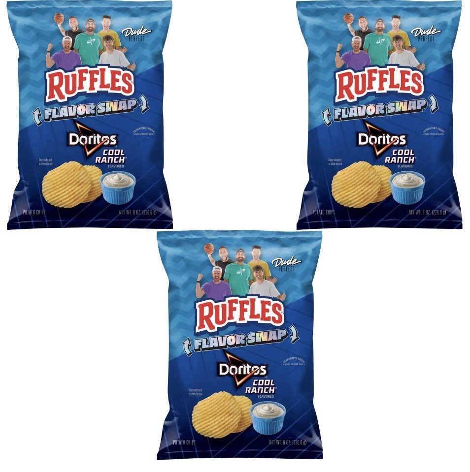 Ruffles Dude Perfect Doritos Cool Ranch Potato Chips 8 oz (3 pack)