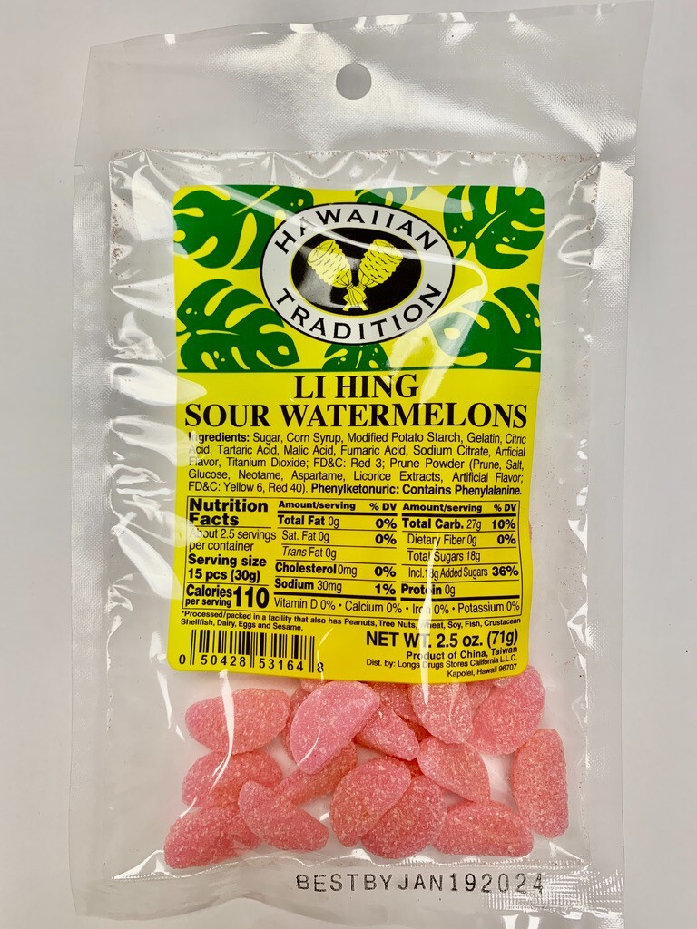 Hawaii UNIQUE FLAVOR Li Hing Sour Watermelons 2.5oz
