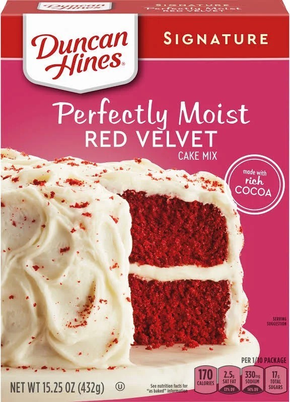 DUNCAN HINES Perfectly Moist RED VELVET Cake Mix 15.25 oz Box – 4 PACK