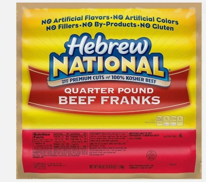 Hebrew National Quarter Pound Beef Franks Premium Cuts0 Kosher Beef- 3.5LB