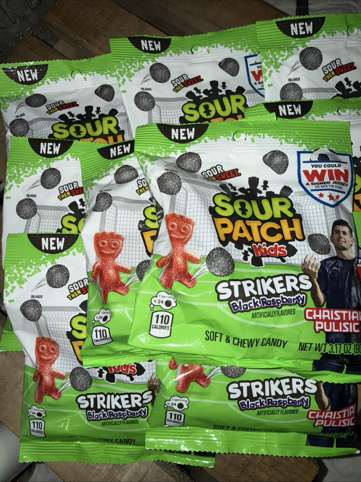 10 Packs Sour Patch Kids Strikers Black Raspberry Candy 3.17oz each Exp 1/2027