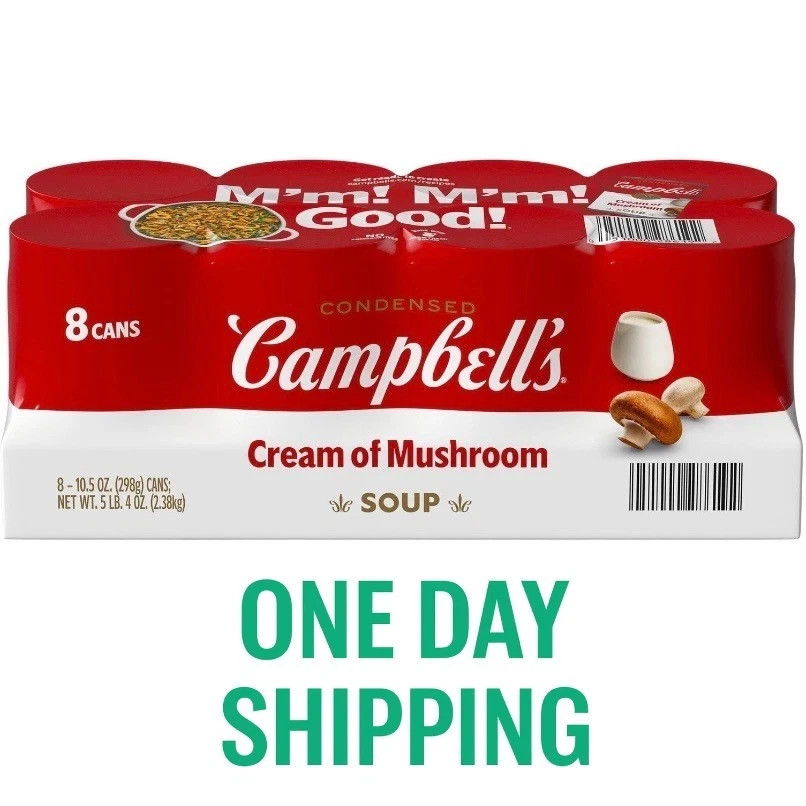 Campbell’s Cream of Mushroom Soup 10.5 oz Cans – 8 Pack.