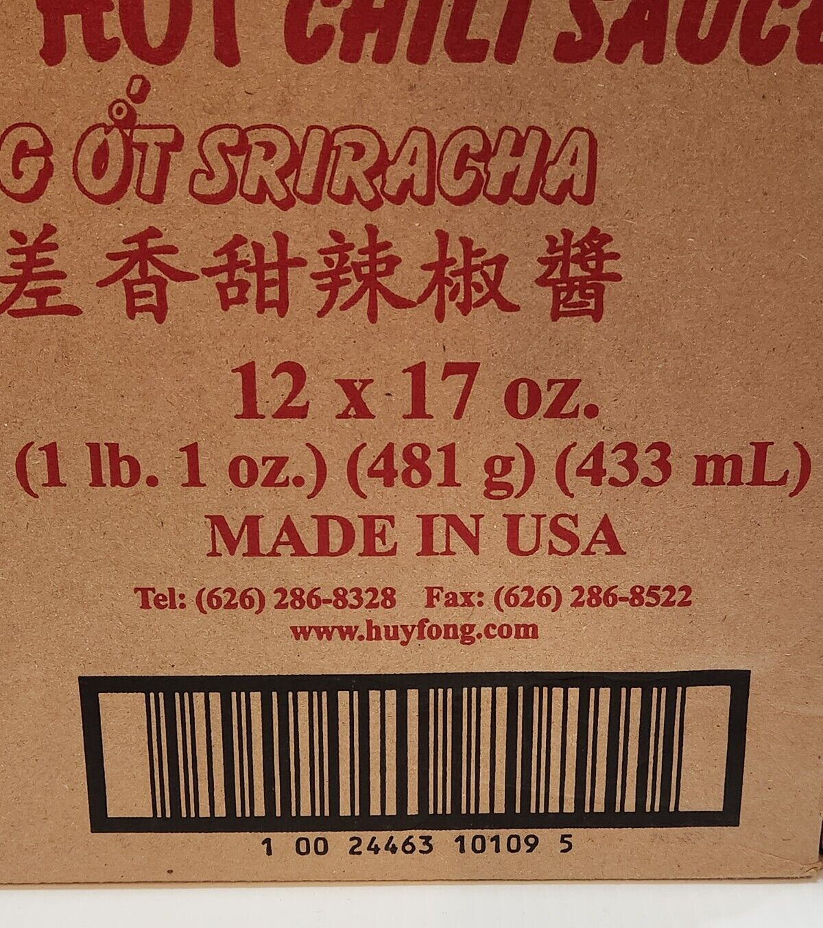 Case of Huy Fong Sriracha Hot Chili Sauce (17 Oz x 12 Bottles) BBD: Dec 2025