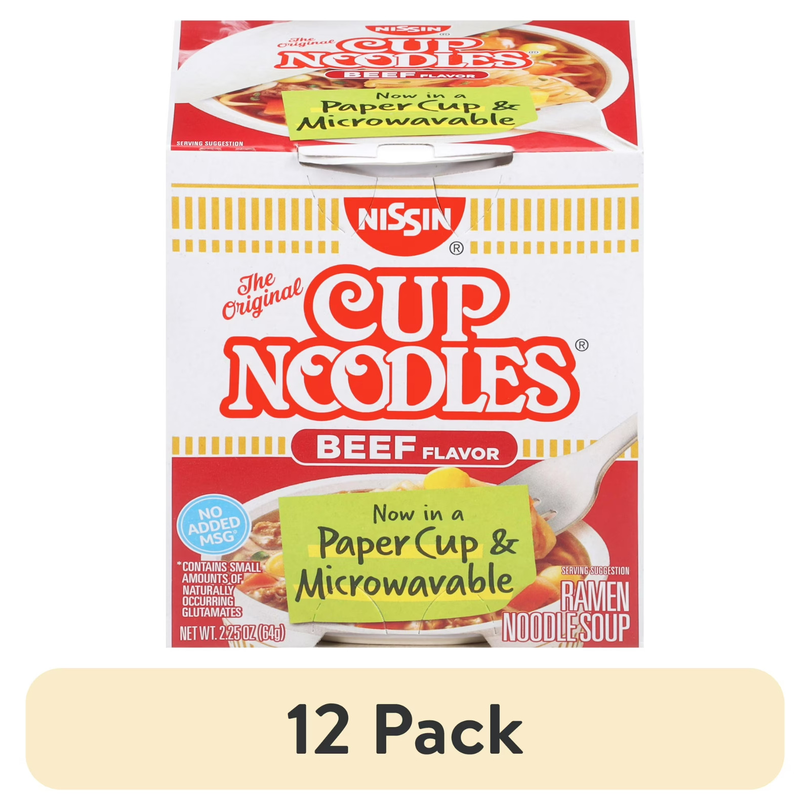 Nissin Cup Noodles Soup Beef Flavor 2.25 oz case of 12, Free Shipping…