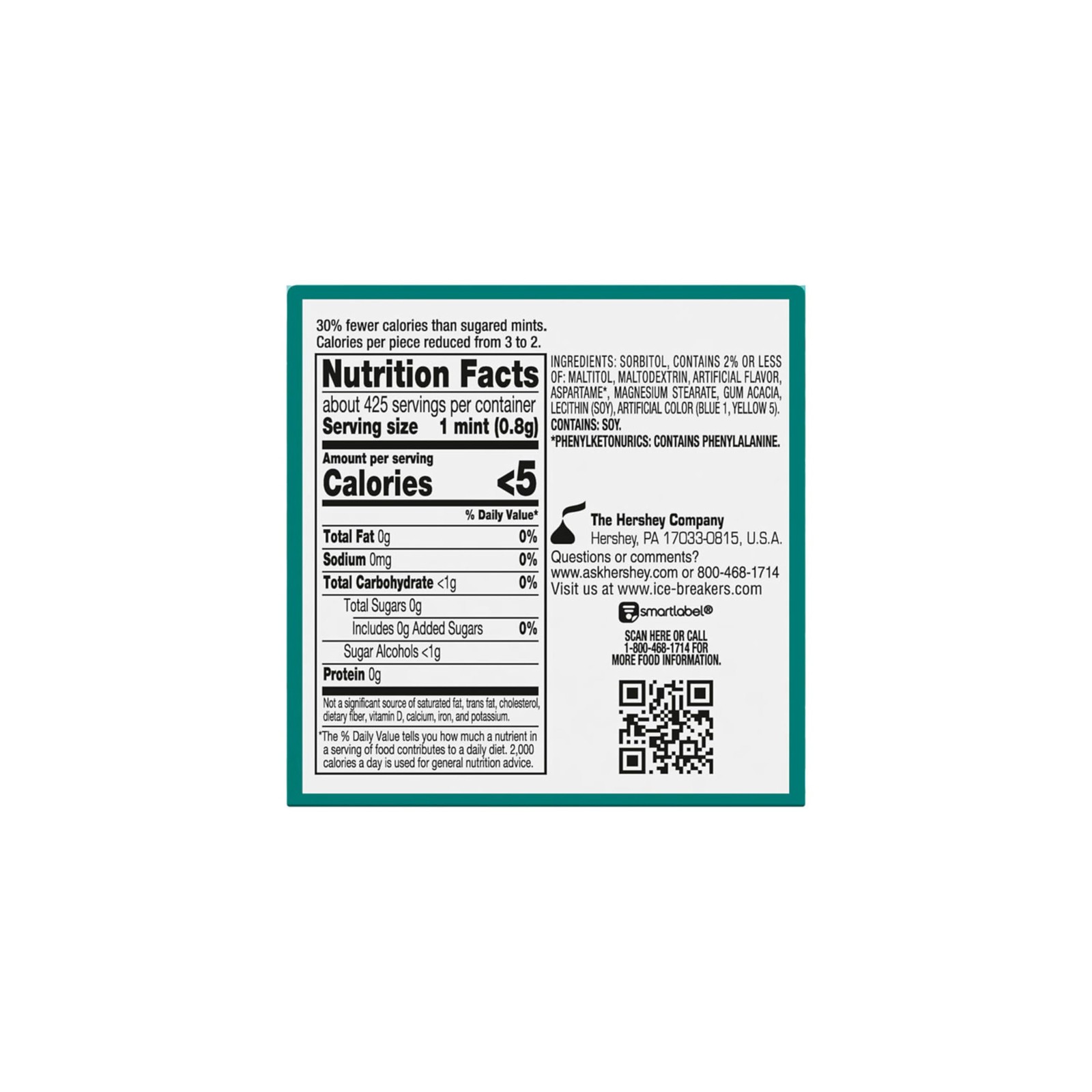 ICE BREAKERS Wintergreen Sugar Free Mints Tins, 40 Count (Pack of 8), White