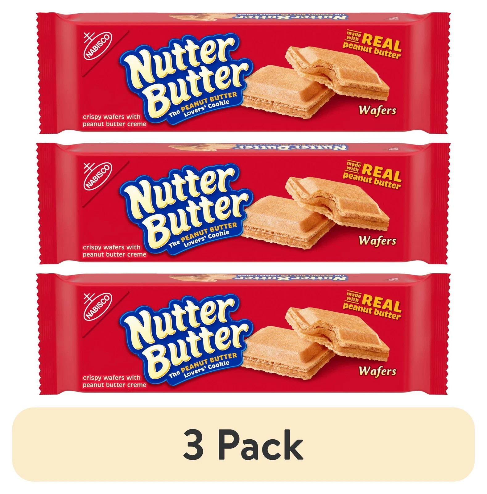 Nutter Butter Peanut Butter Wafer Cookies, 10.5 oz (Pack OF 3)