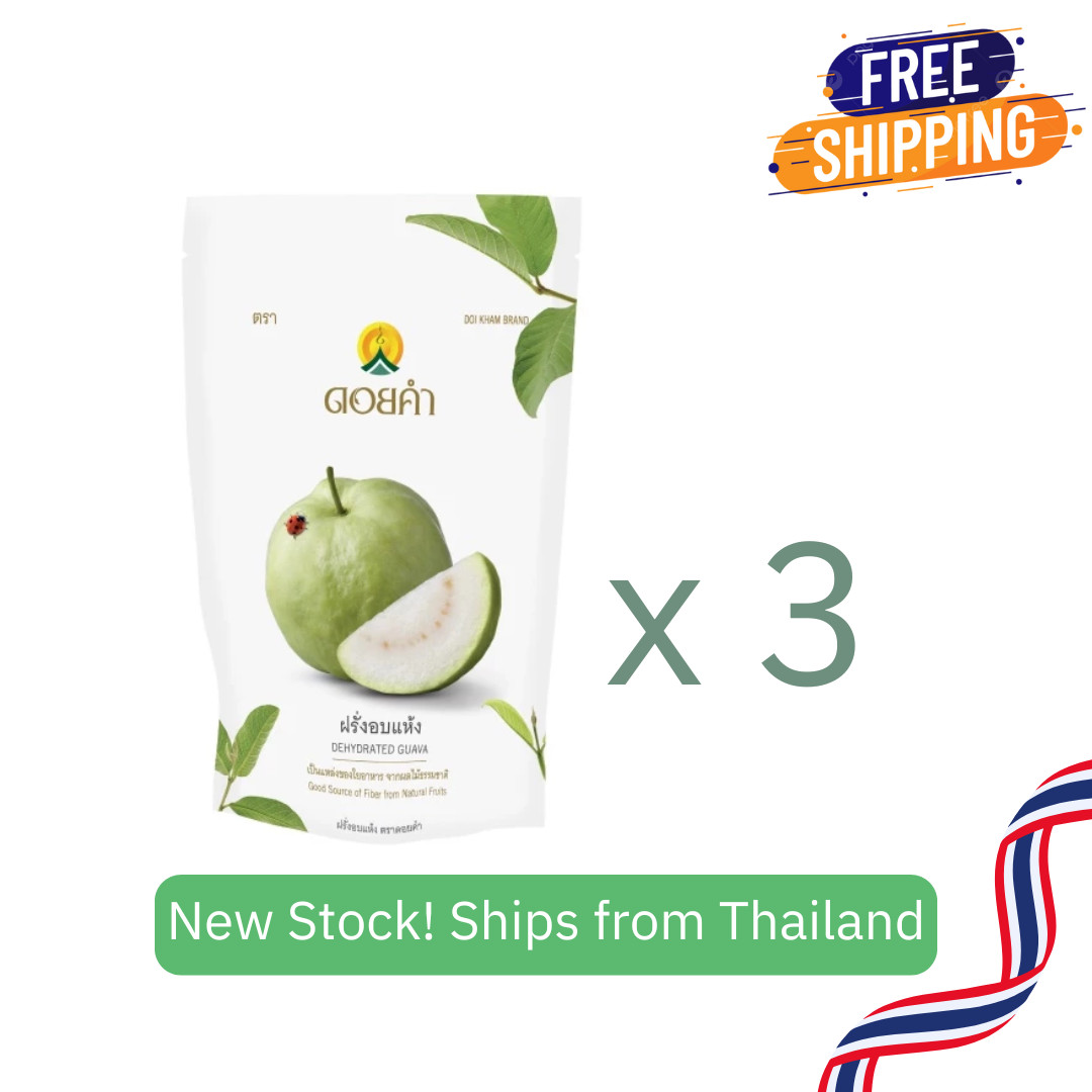 x3 Packs Doi Kham Dehydrated Guava 140g High Vitamin C Thai Dried Fruit Snack