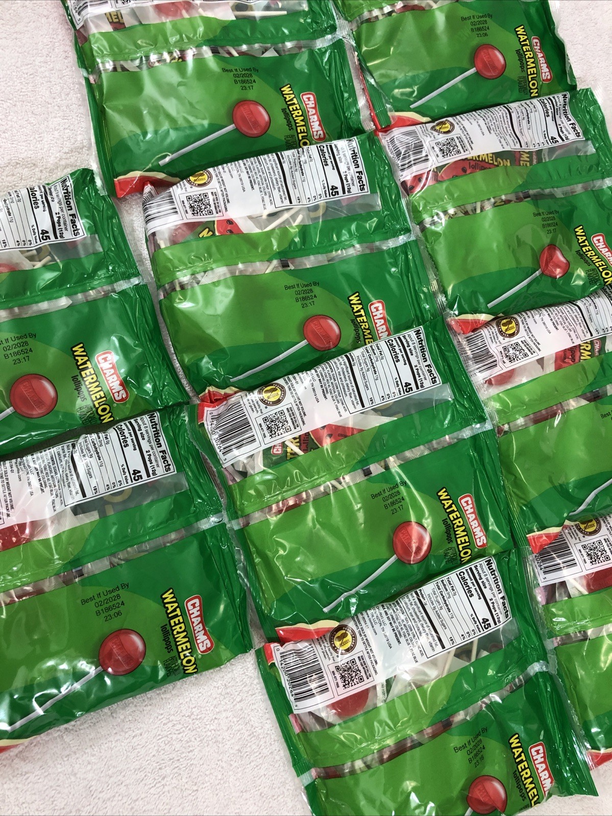 10 Pack ~ Charms WATERMELON POPS 150 Lollipops/Suckers Gluten & Peanut Free 2/28