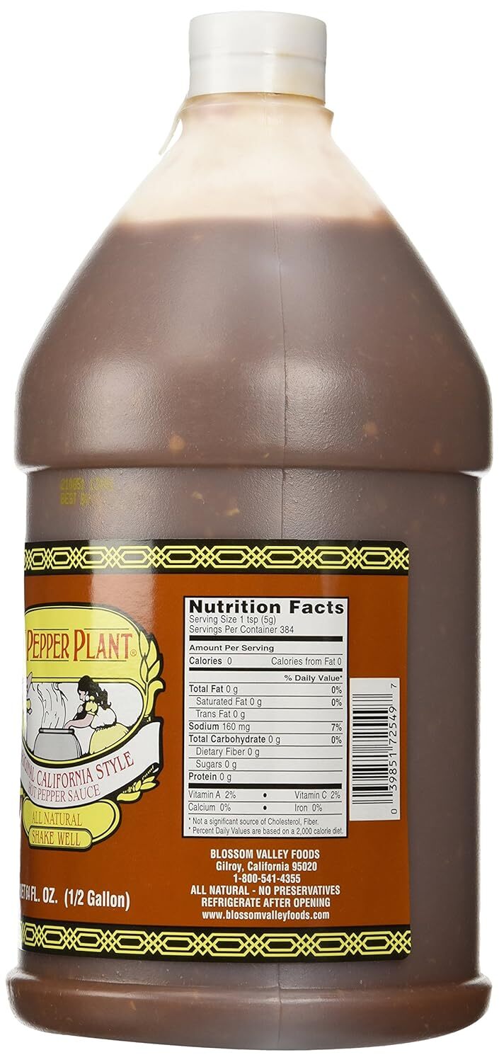Pepper Plant Original California Style Hot Sauce 64 Fl Oz Jug