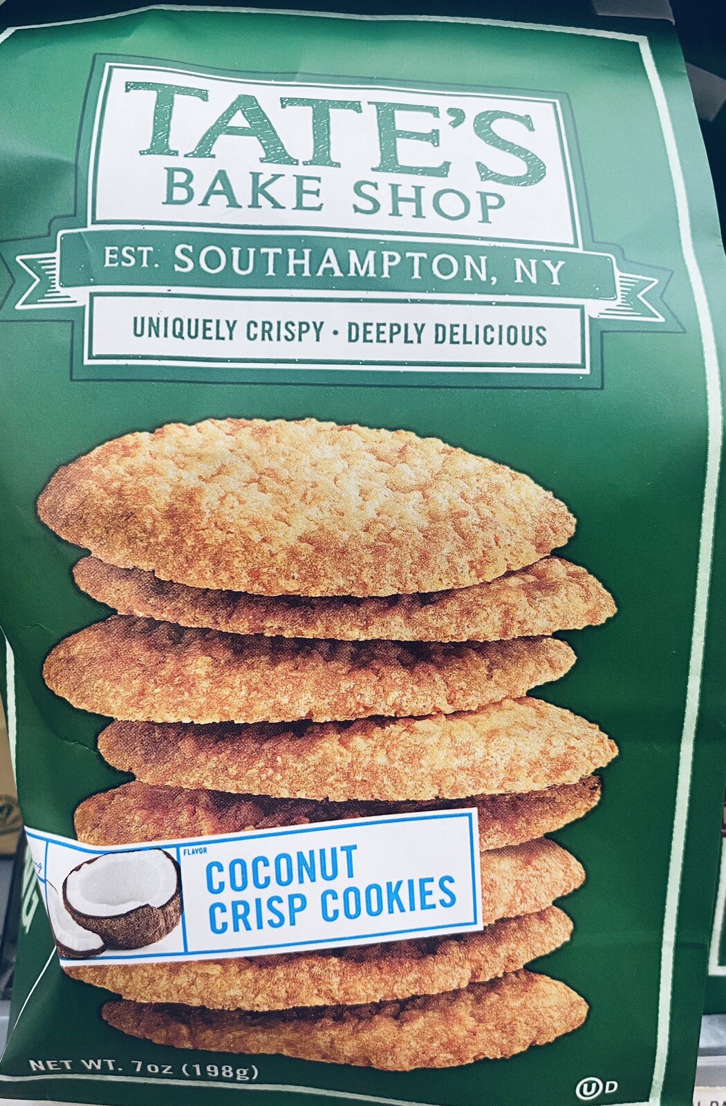 Tate’s Bake Shop COCONUT CRISP Cookies 7 oz Bag