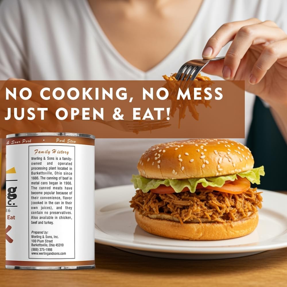 Fully Cooked Canned Pork 14.5 Oz – Premium Shelf-Stable Meat for Meals & Camping