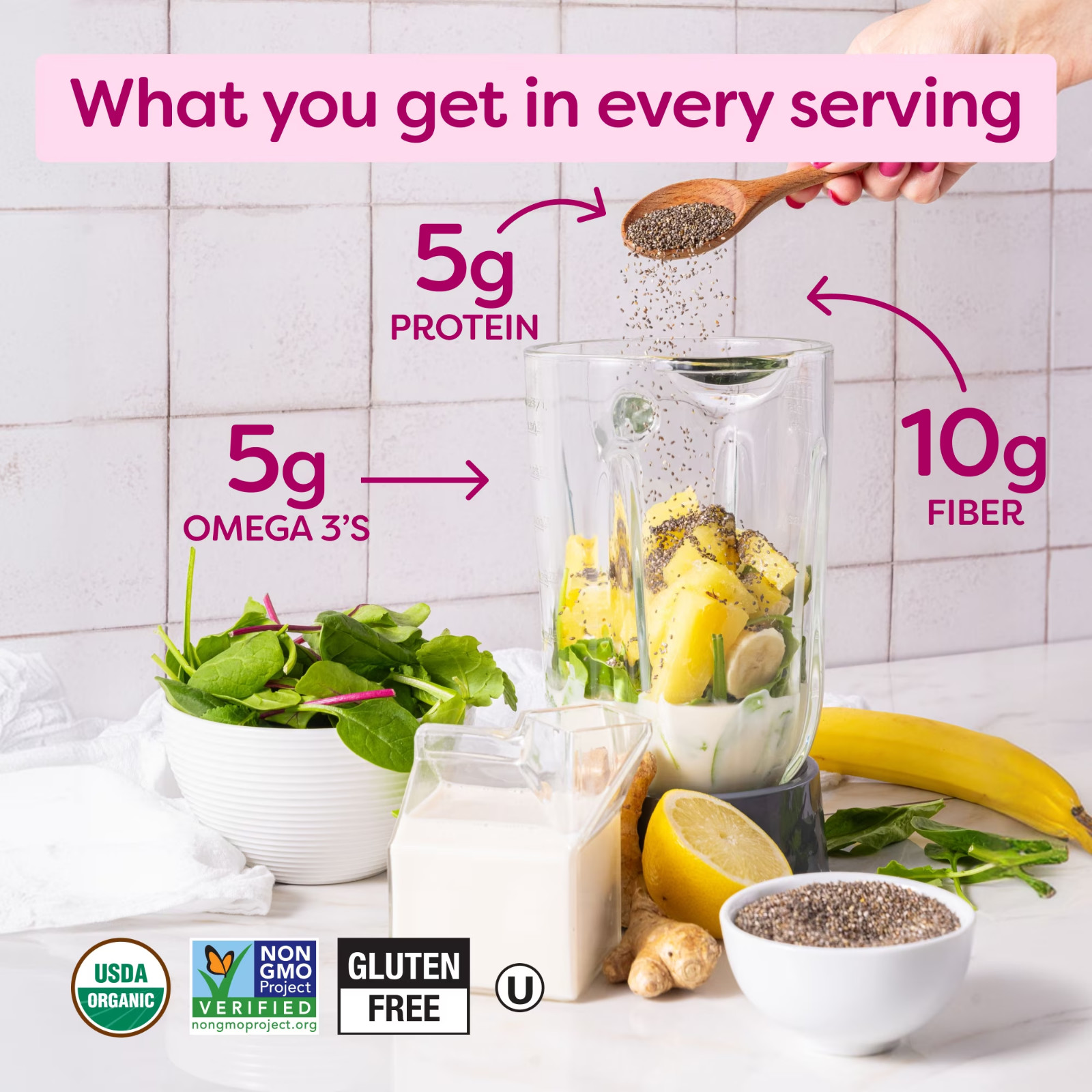 BetterBody Foods Organic Chia Seeds, 2.0 lb, 30 Servings………