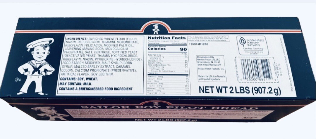 Sailor Boy Pilot Bread Crackers 1 – 2 Lb Box – Multiple Shipping Options