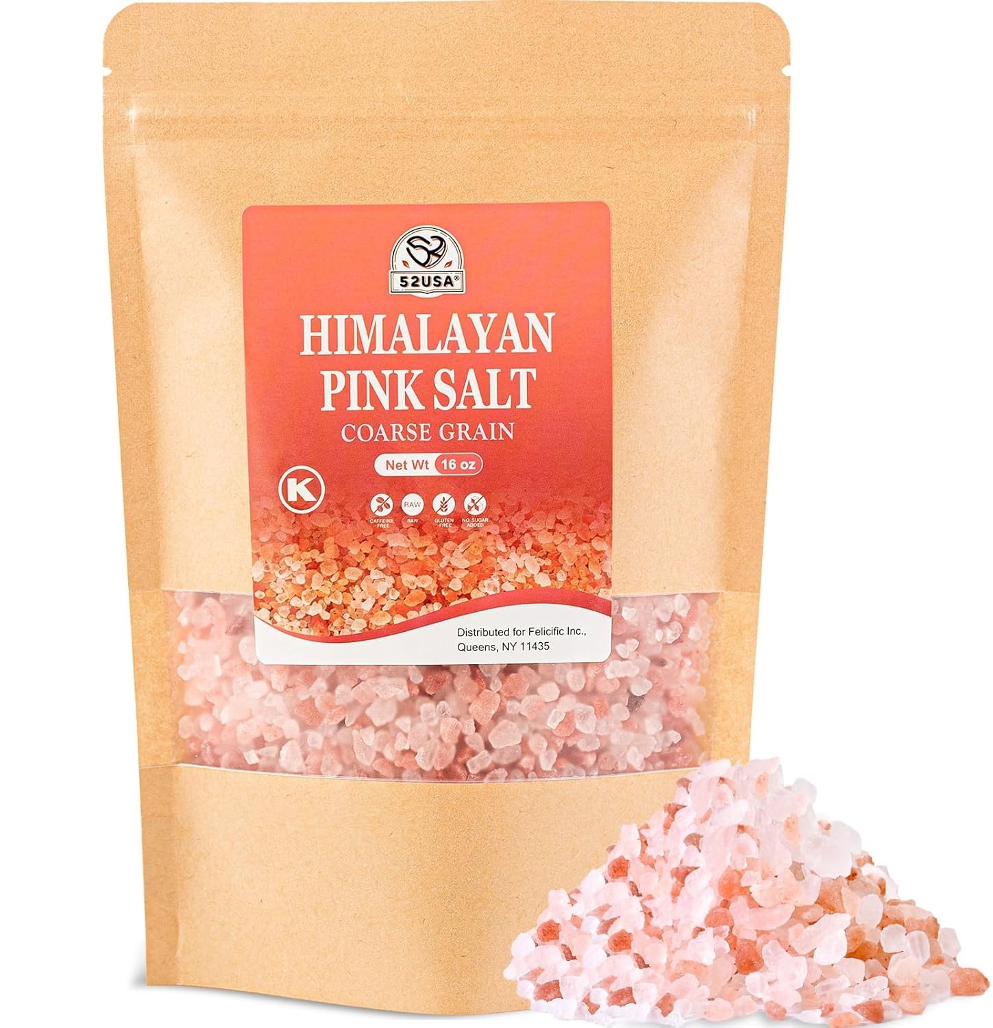 52USA Himalayan Pink Salt Coarse, Coarse Grain 1 lb, Pink Himalayan Sea Salt NEW
