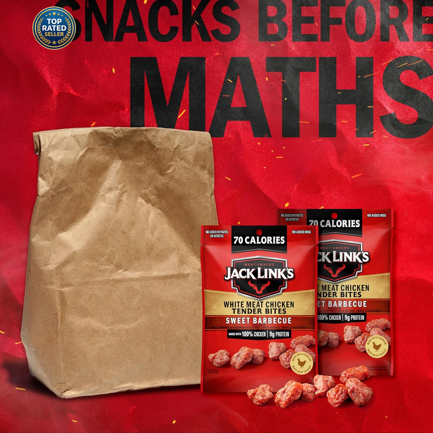 Chicken Tender Bites, Sweet BBQ, Bulk Pack – Flavorful Meat Snack for School, 9G
