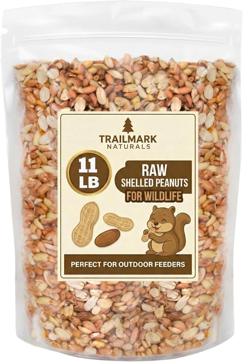 11 LB – Raw Shelled Peanuts for Squirrels, Out of Shell Peanuts for Birds and Wi