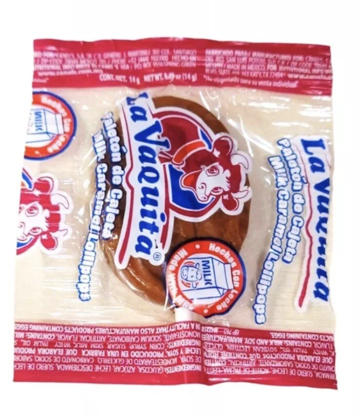 La Vaquita milk caramel mexican candy paletas lollipops sabor cajeta 24 ct