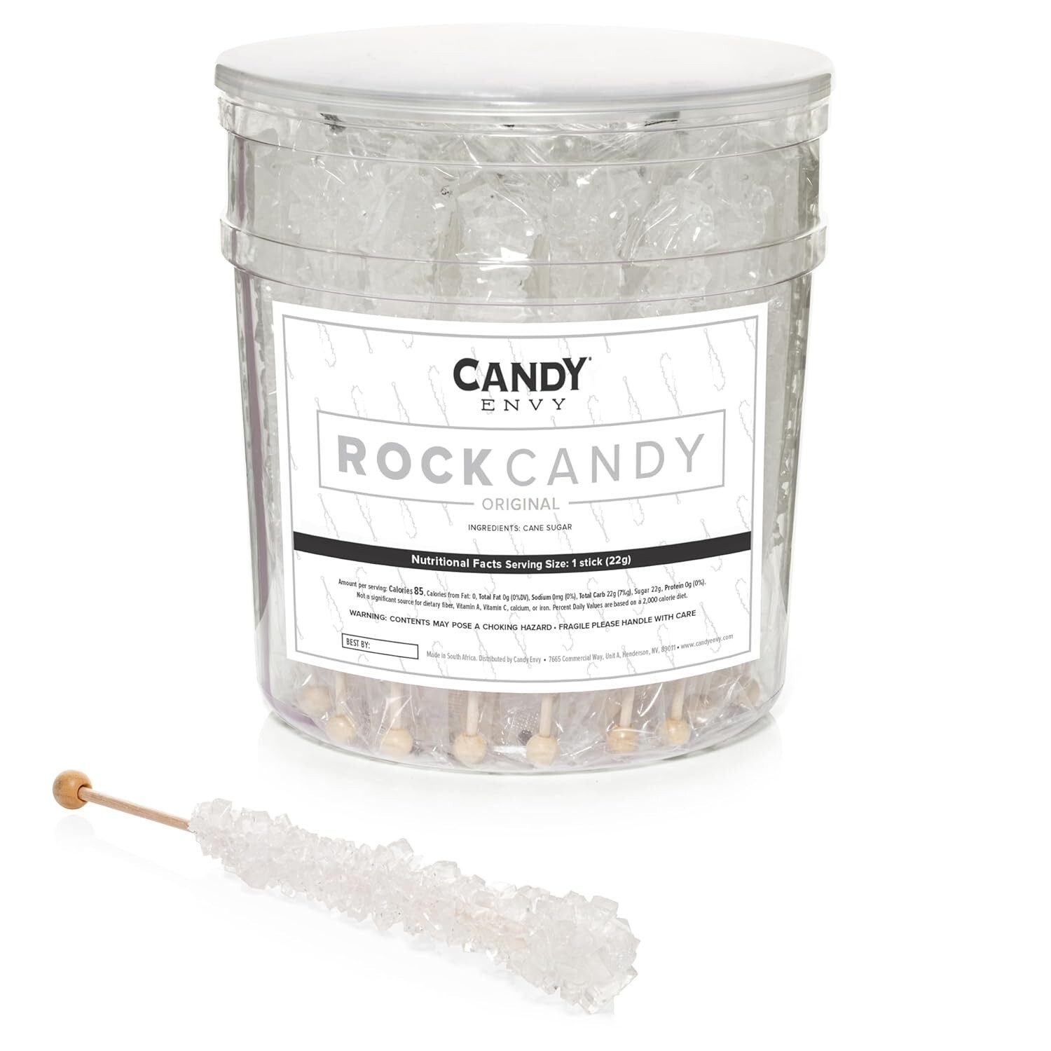 White Rock Candy Sugar Sticks – Sugar Flavored – 36 Indiv. Wrapped