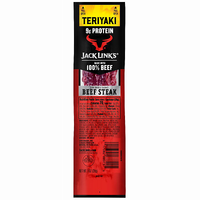Jack Link’s 02030 Beef Steak, Teriyaki, 1-oz. – Quantity 12