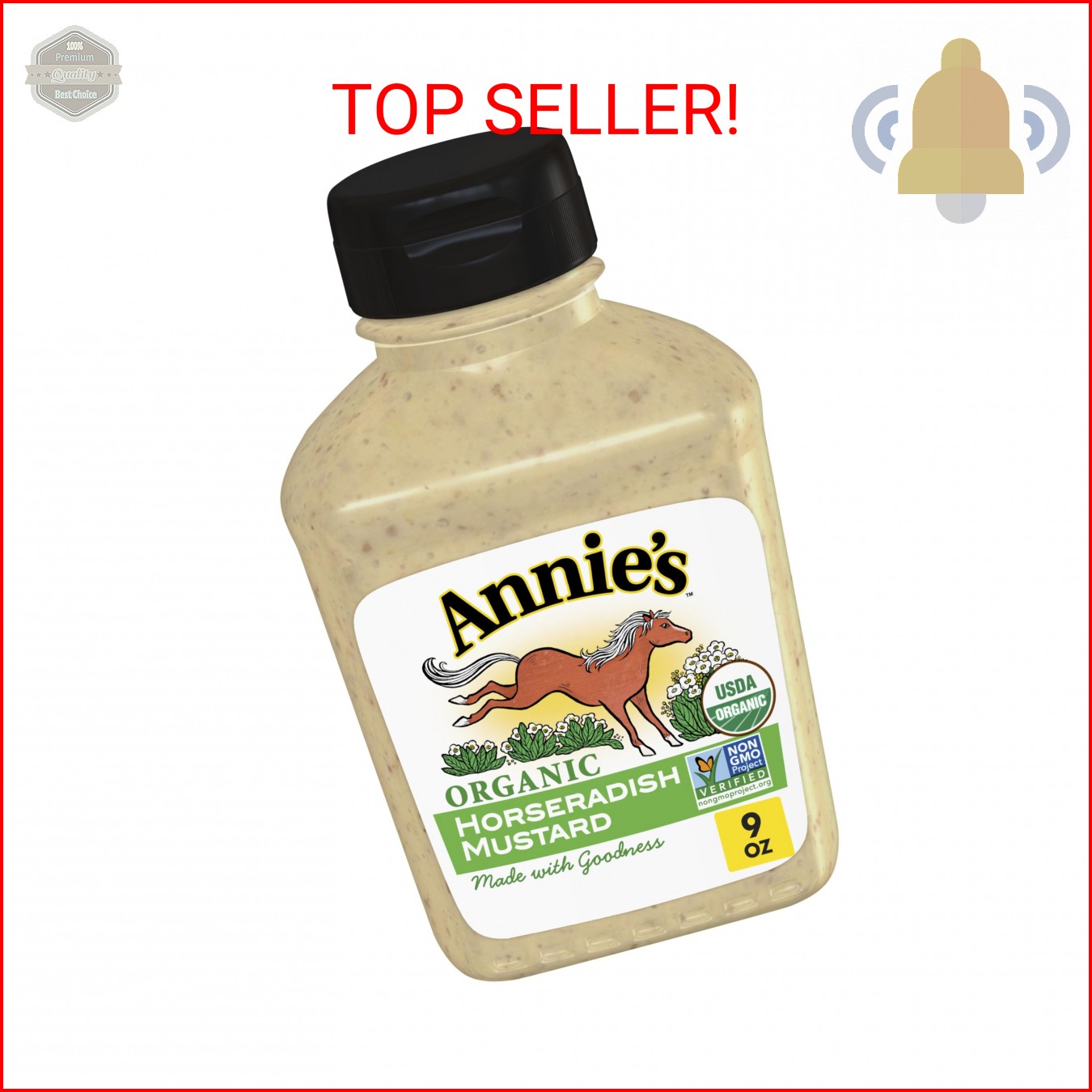 Annie’s Organic Horseradish Mustard, Gluten Free, 9 oz