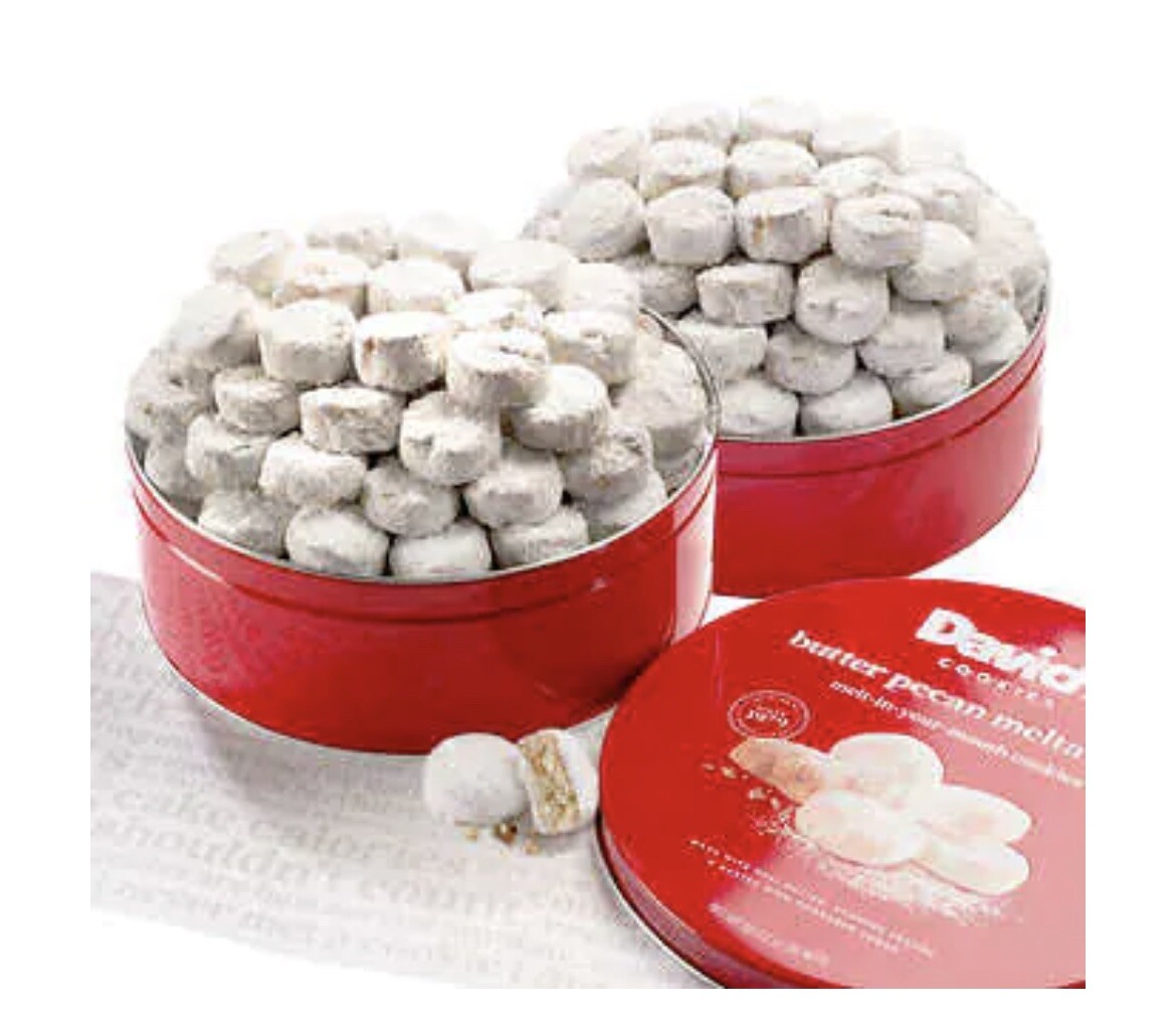 2 Pack of David’s Cookies Butter Pecan Meltaways 2 Lb / 32 Oz in each of 2 Tins