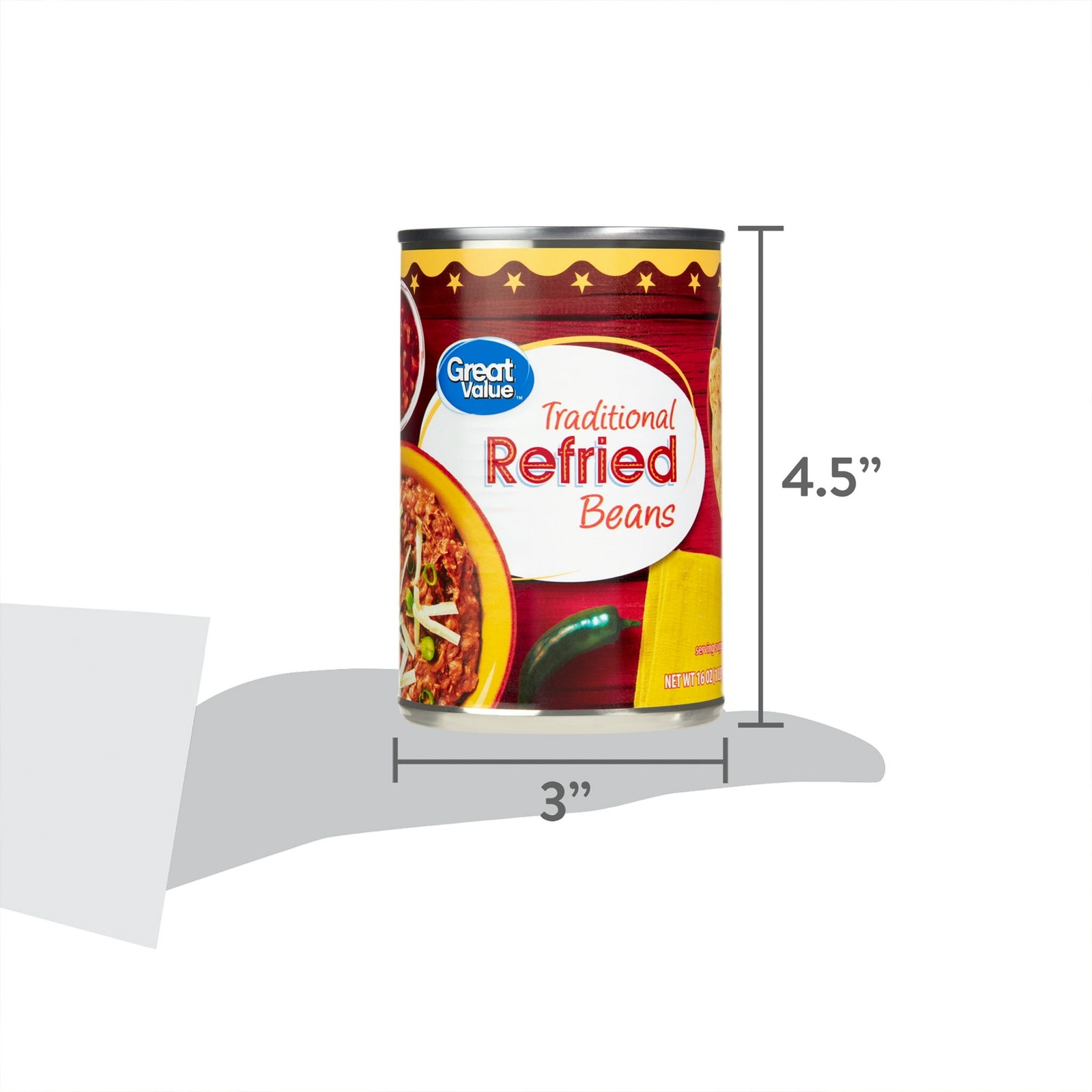 (6 pack) Great Value Traditional Refried Beans, 16 oz…
