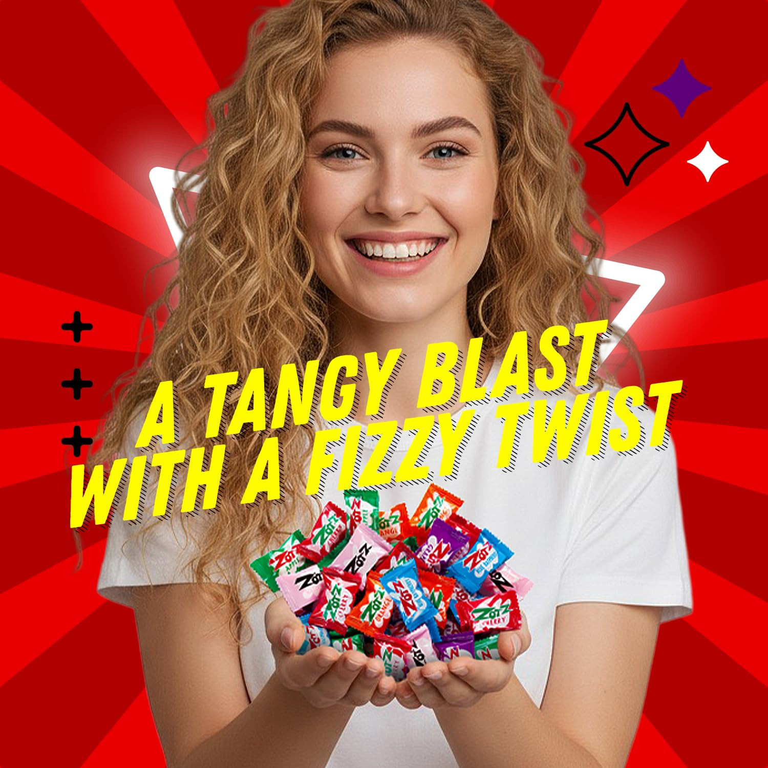 Fizzy Sour Candy Retro Hard Candy 7 Assorted Fruit Party Favors 100 Pcs