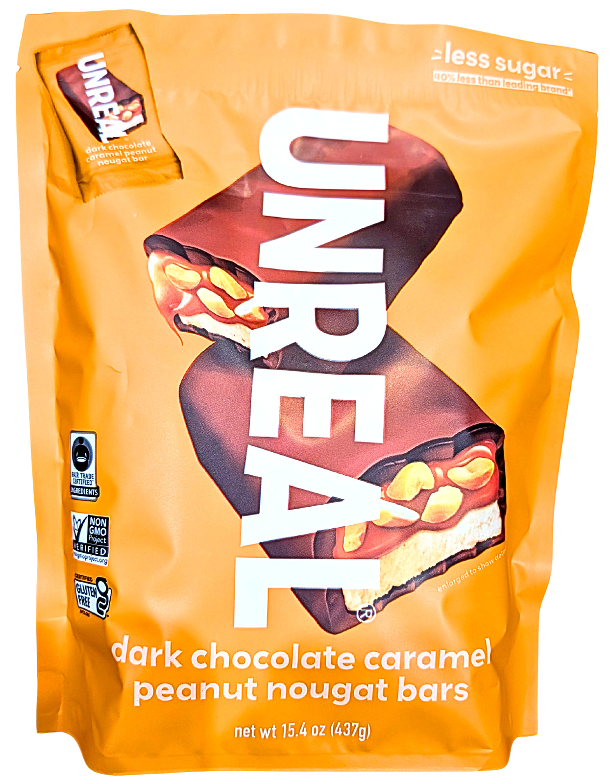UNREAL Dark Chocolate Caramel Peanut Nougat Bars 15.4 Oz EXP 05/2027