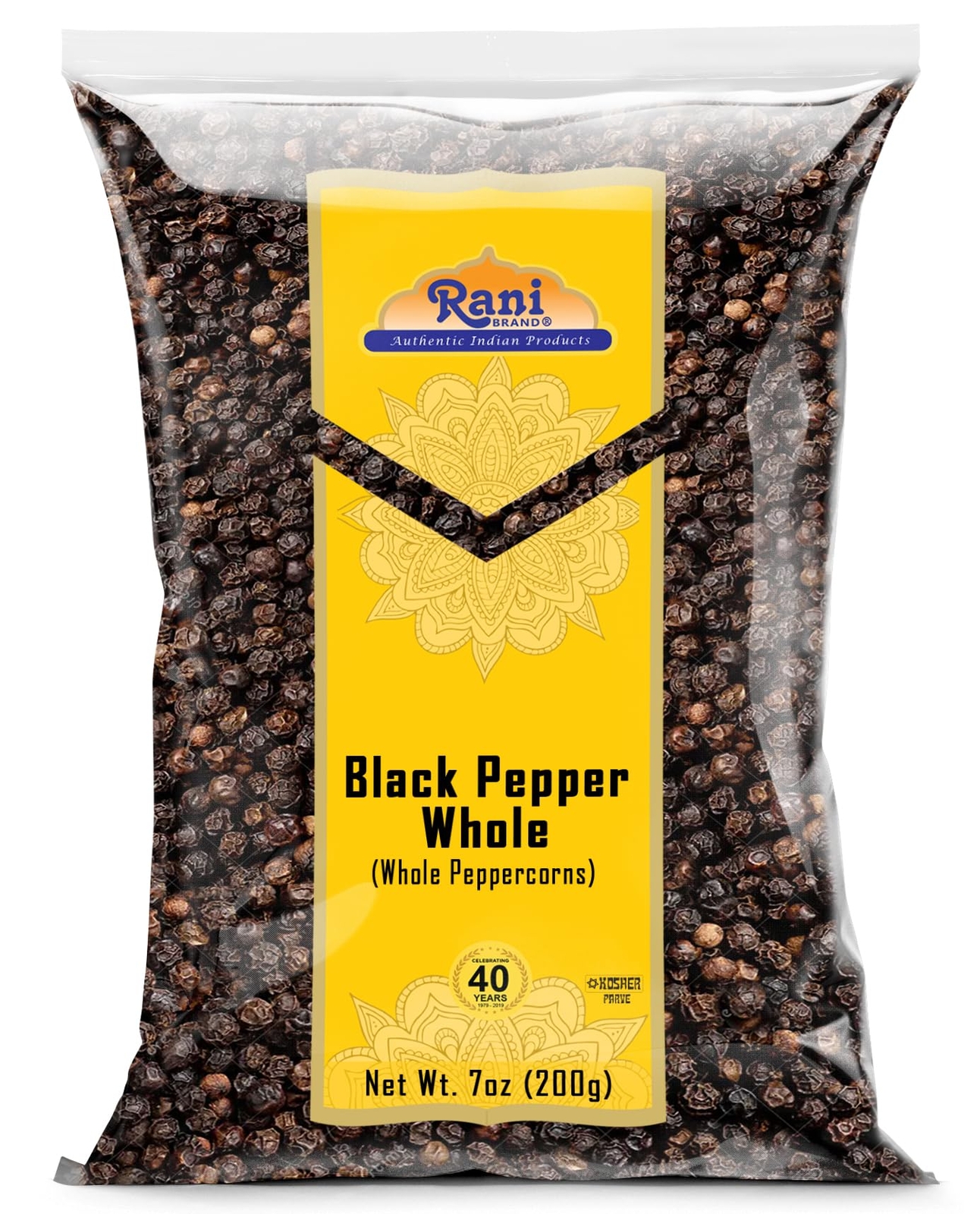 Rani Black Pepper Whole (Peppercorns), Premium Indian MG-1 Grade 7oz (200g)