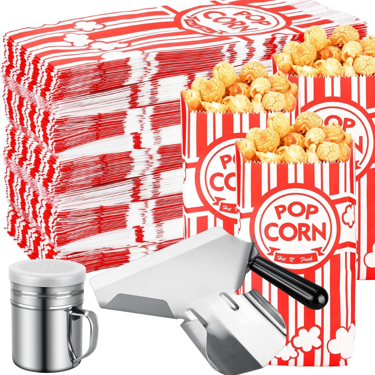 202 Pcs with Popcorn Scoop and Salt Shaker,1 oz Small Pop Corn Bags Individua…