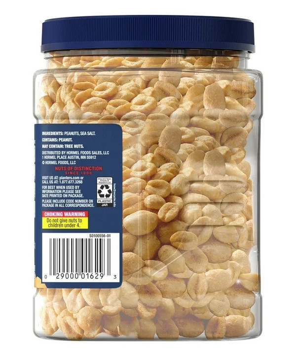 PLANTERS Lightly Salted Dry Roasted Peanuts, Party Snacks, Plant Based Protein,
