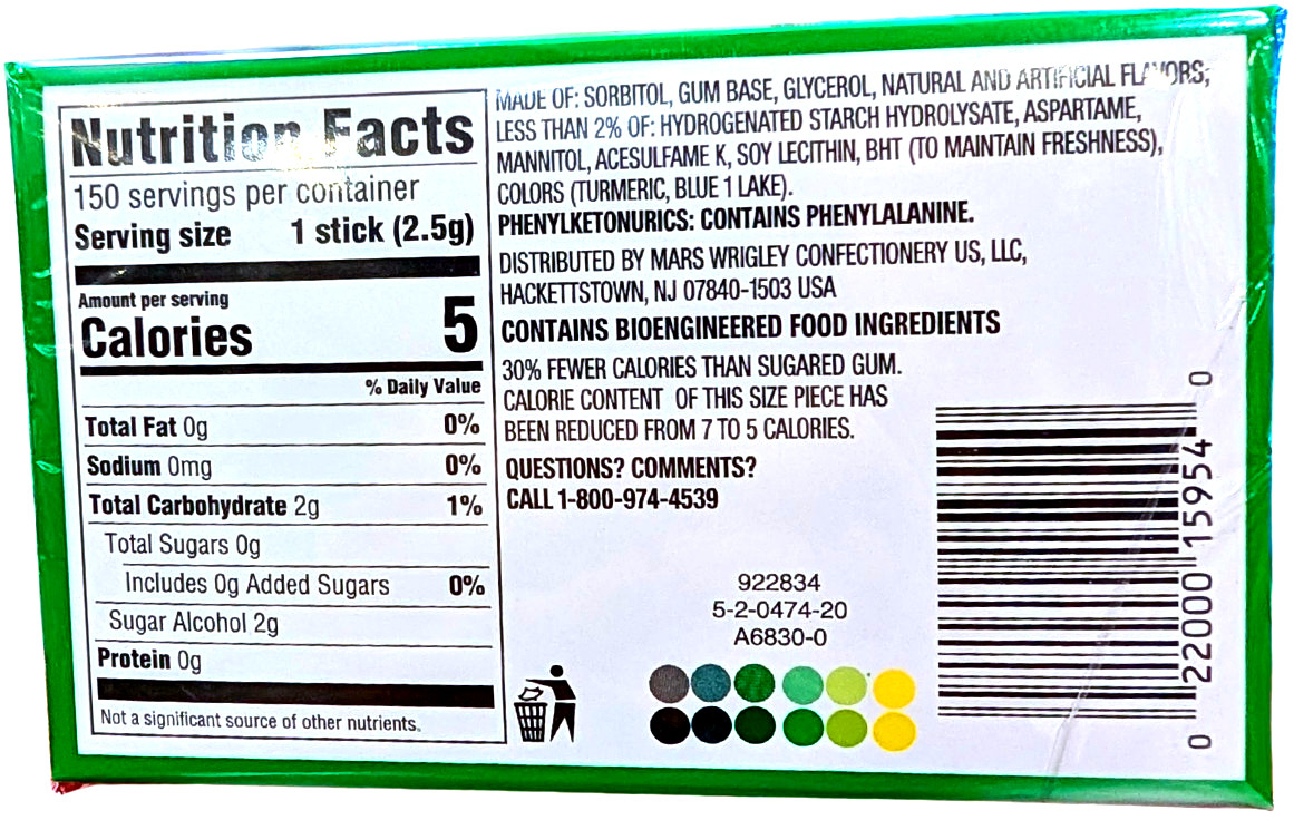 Wrigley’s Extra Spearmint Sugar Free Chewing Gum 10 Packs x 15 Pcs EXP 02/2027