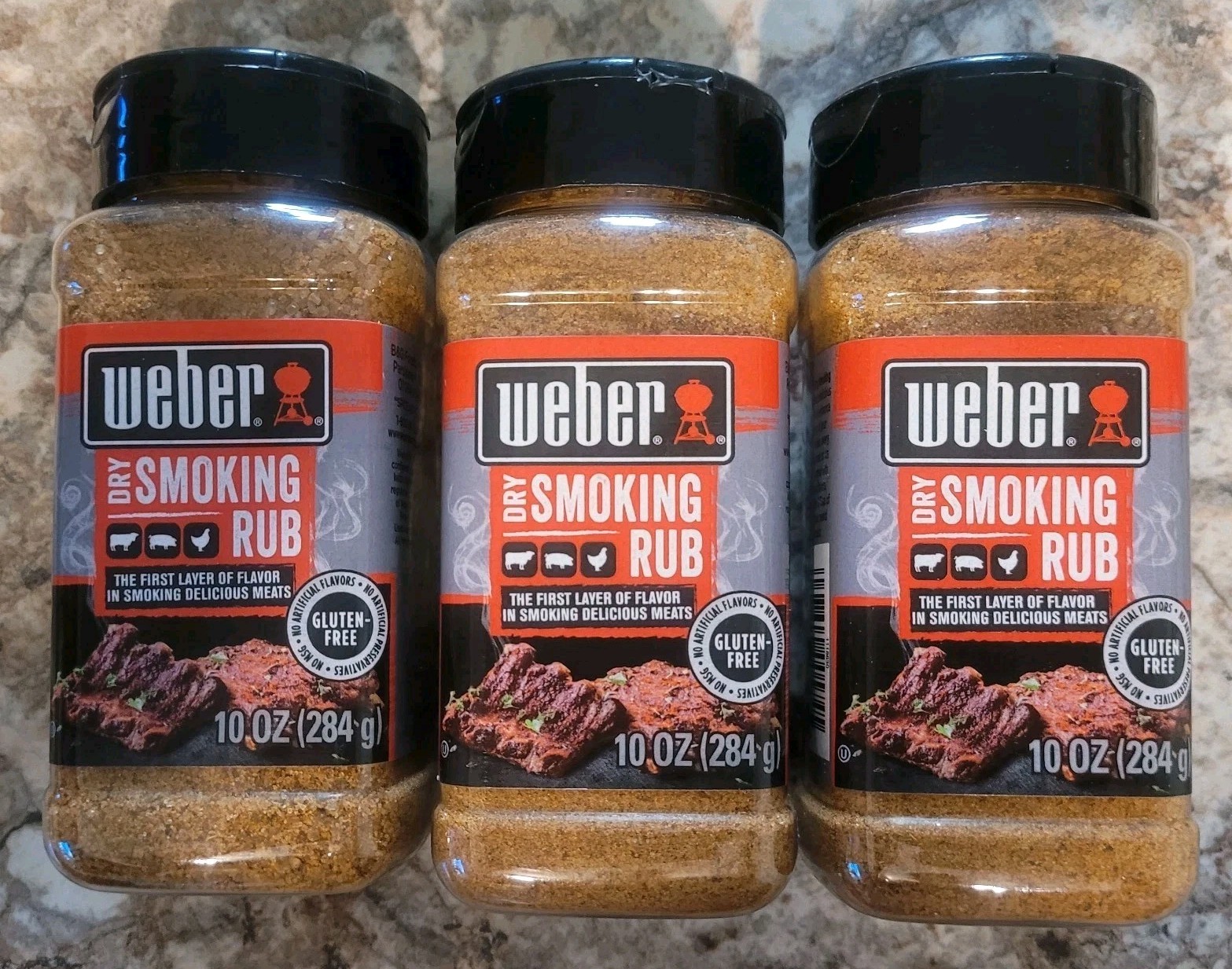 3 Pack- Weber Dry Smoking Rub Seasoning, 10 Oz each- Free Shipping