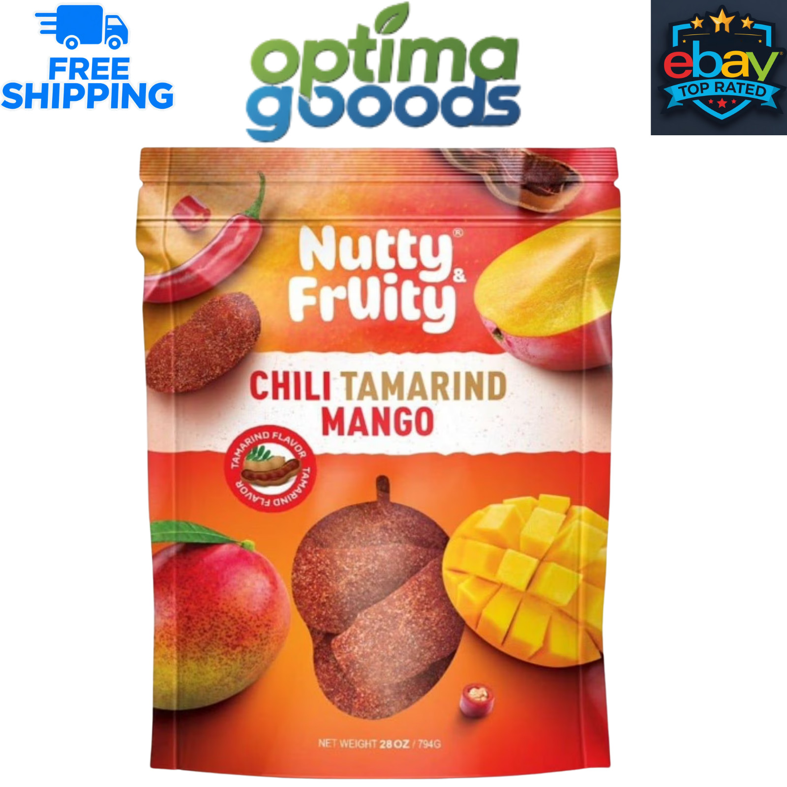 Nutty & Fruity Chili Tamarind Mango 28 oz Spicy Sweet Tangy Gluten Free Snack
