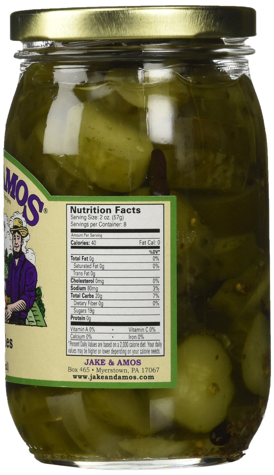 Jake & Amos – Lime Pickles / 2 – 16 Oz. Jars 1 Pound (Pack of 2)