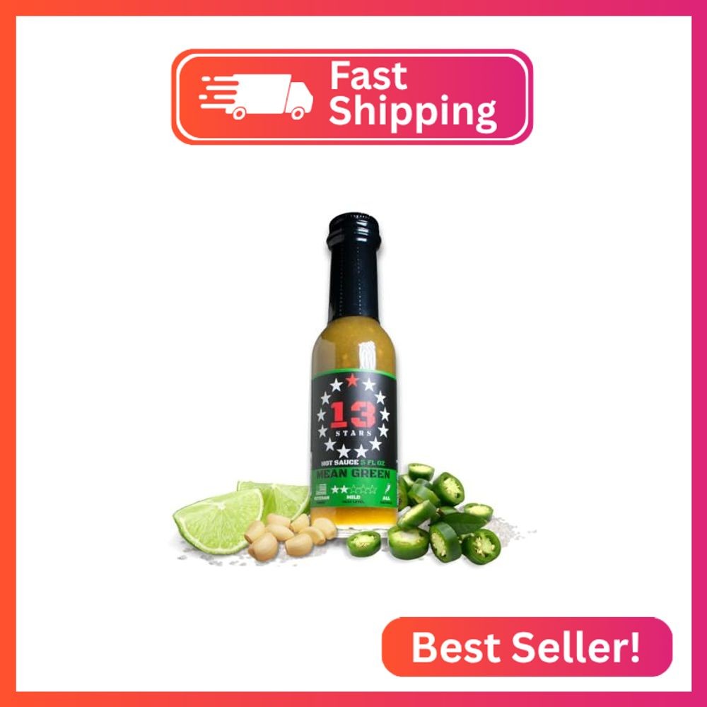 Mean Green Mild Hot Sauce by 13 Stars | Award Winning Zesty Jalapeño and Lime Fl