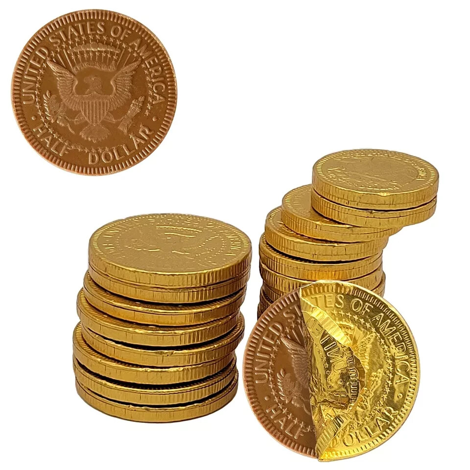 Fruidles Milk Chocolate Coins – Wrapped in Gold – Nut Free – Vault Design 40
