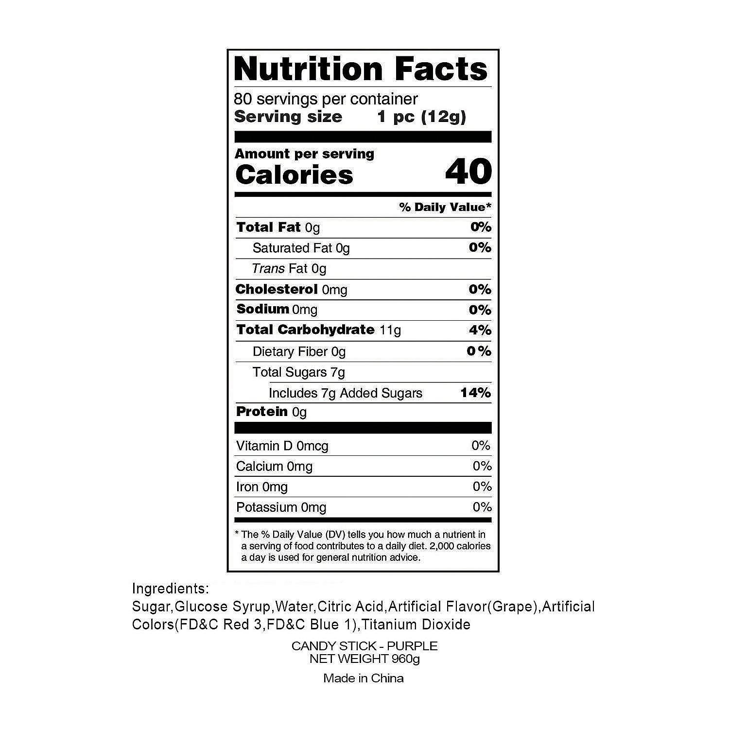 Purple Hard Candy Sticks, Candy -80 Pieces