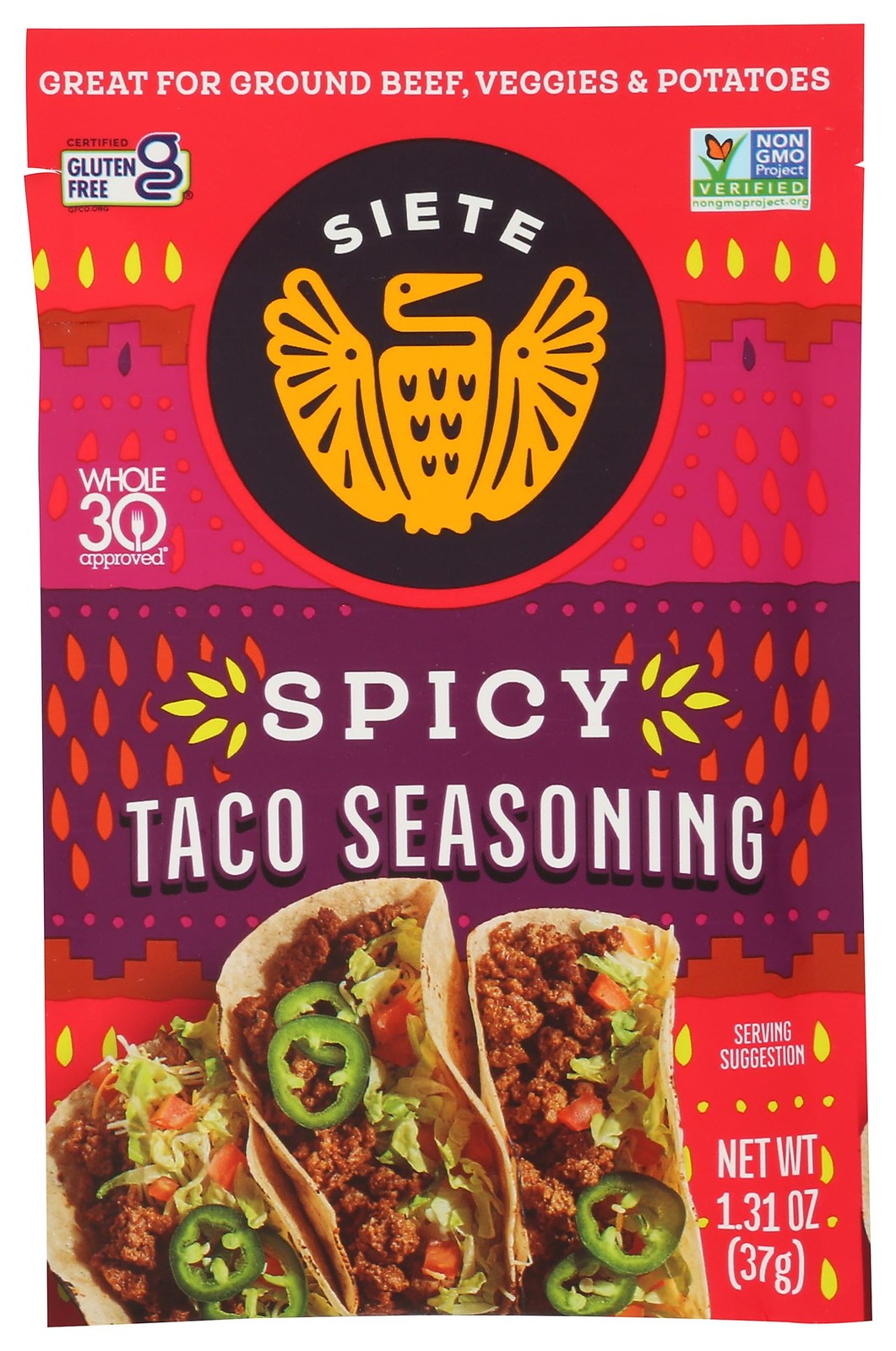 Siete Spicy Taco Seasoning Mix | Gluten Free | Vegan | 1.31 Ounce (Pack of 1)