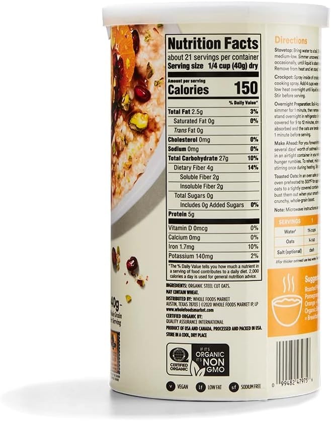 Organic Steel Cut Oats, 30 Ounce